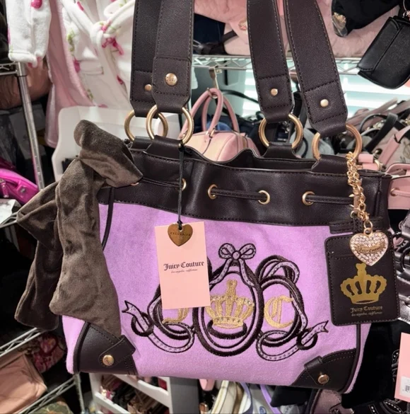 New Juicy Couture Day Dreamer Pink and Brown Shoulder Bag - Picture 1 of 3